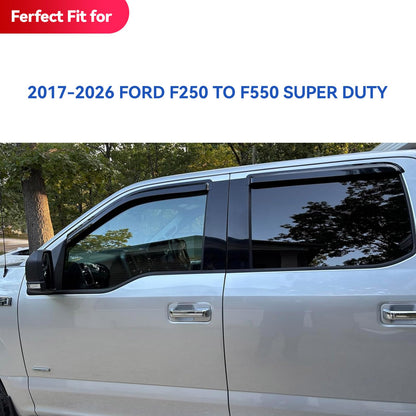 Window Visors Rain Guards for 2017 (2017-2026 F250-F550 supcrew)