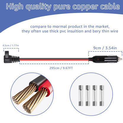 12V 24V Car Refrigerator Power Cord is Compatible with Alpicool (1 Set Car Refrigerator Power Cord)
