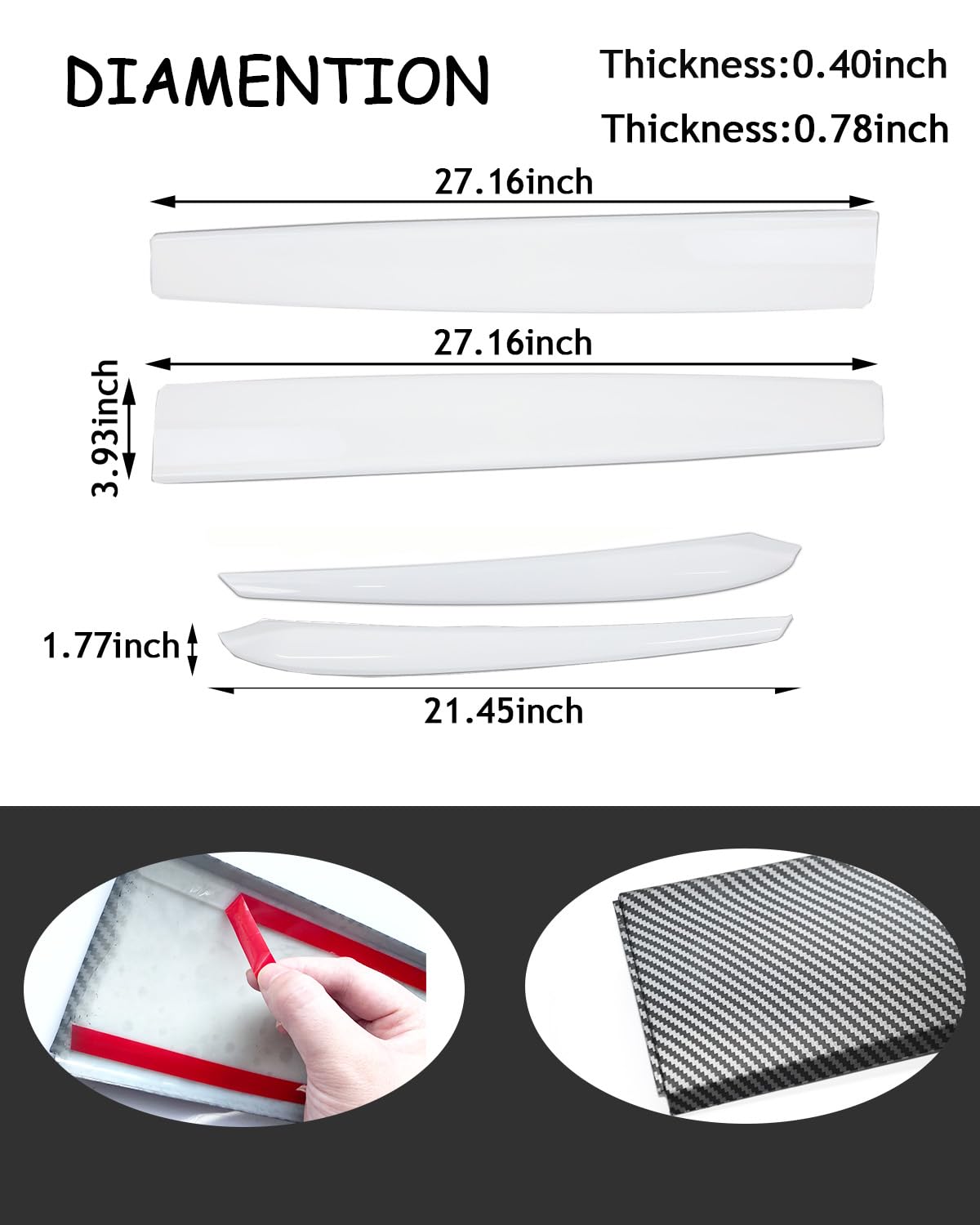 Matte White Dashboard Cover and Front Door Cover Compatible with Tesla Model 3 (matte white 4sets)