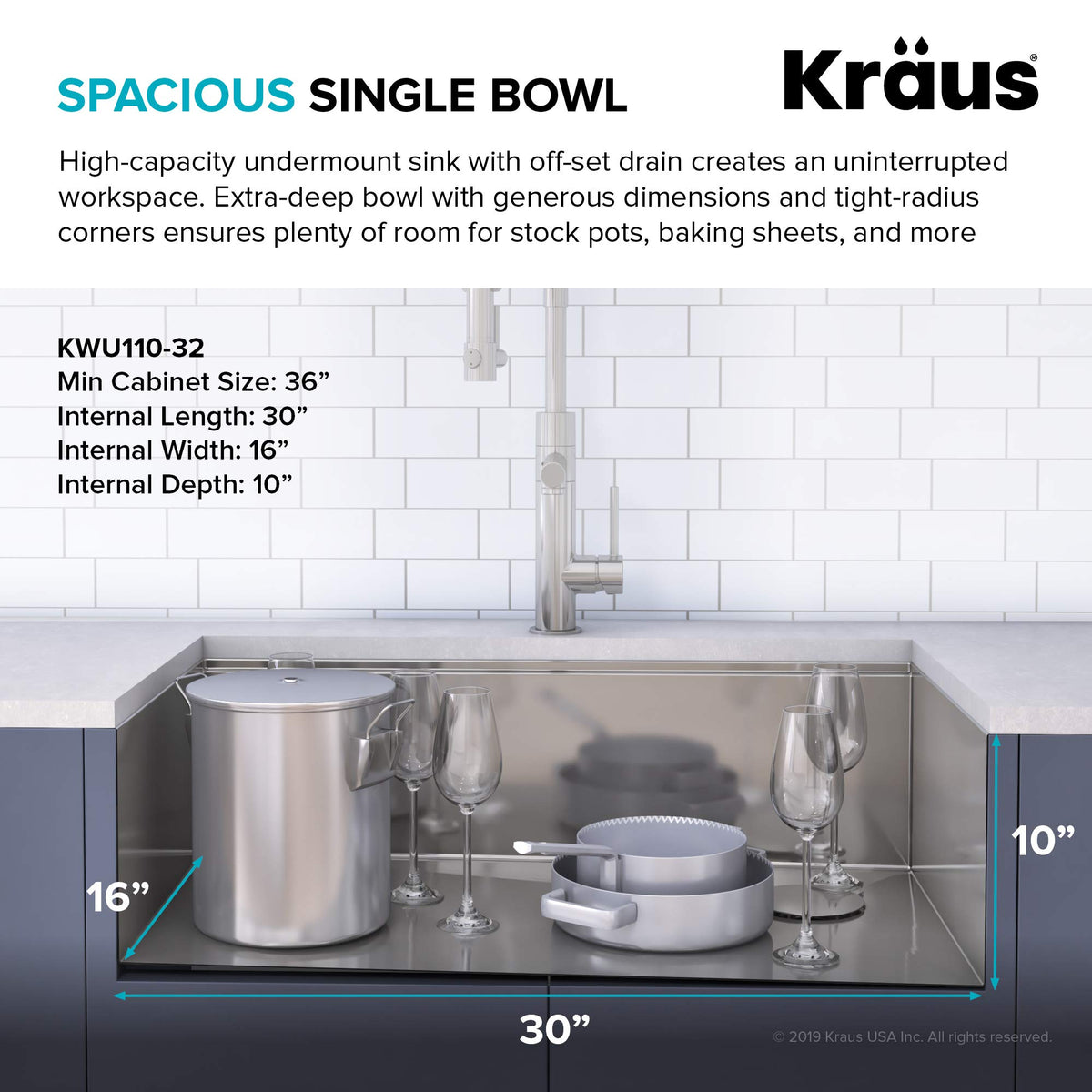 Kore Workstation 32 (Stainless Steel / 32 Inch / Sink and Garbage Disposal 3/4 HP)