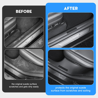 8PCS Door Sill Protectors for Tesla Model Y Juniper [Full Protection (for Model Y 2025-2026 (Black Leather Grain))