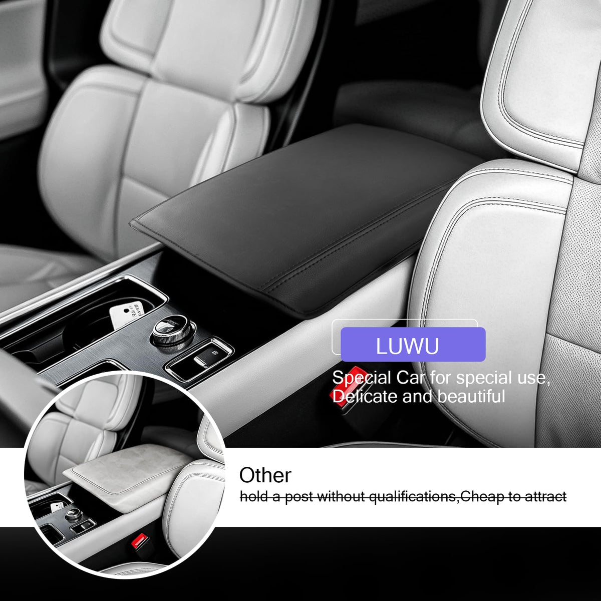 Center Console Cover Compatible with 2020 (2020-2026 Lincoln Aviator Thin Black)
