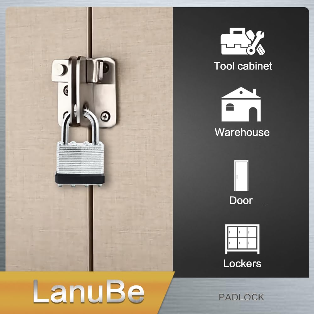 Laminated Keyed Alike Padlock 48 Pack 1.6 (48 Pack Black)