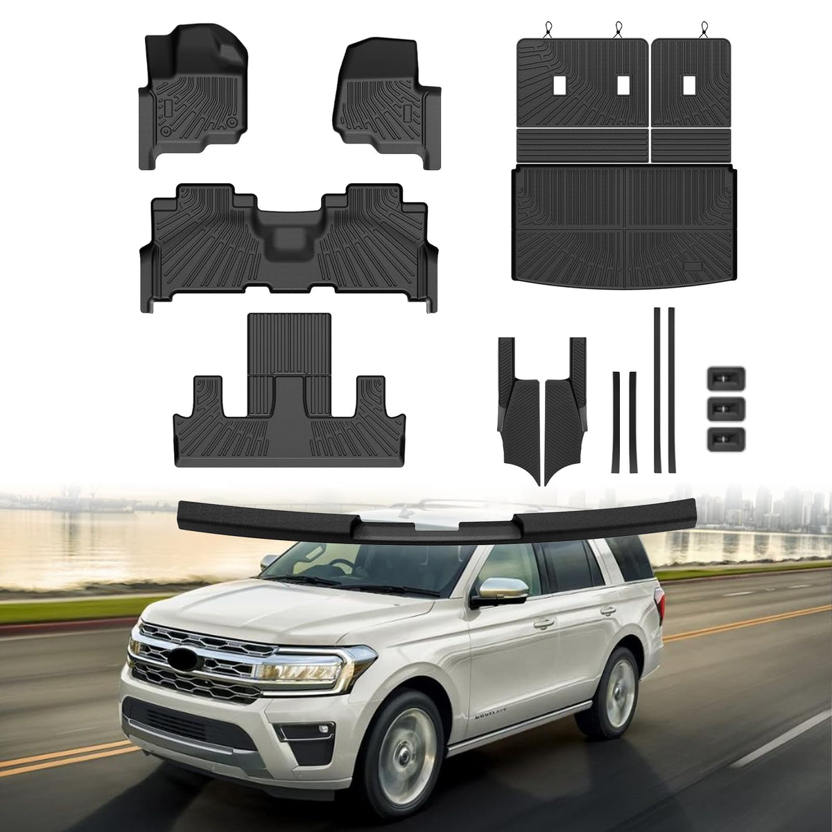 Floor Mat & Cargo Liner for Ford Expedition MAX 2018 (Ford Expedition MAX【2018-2024】7 Seats)