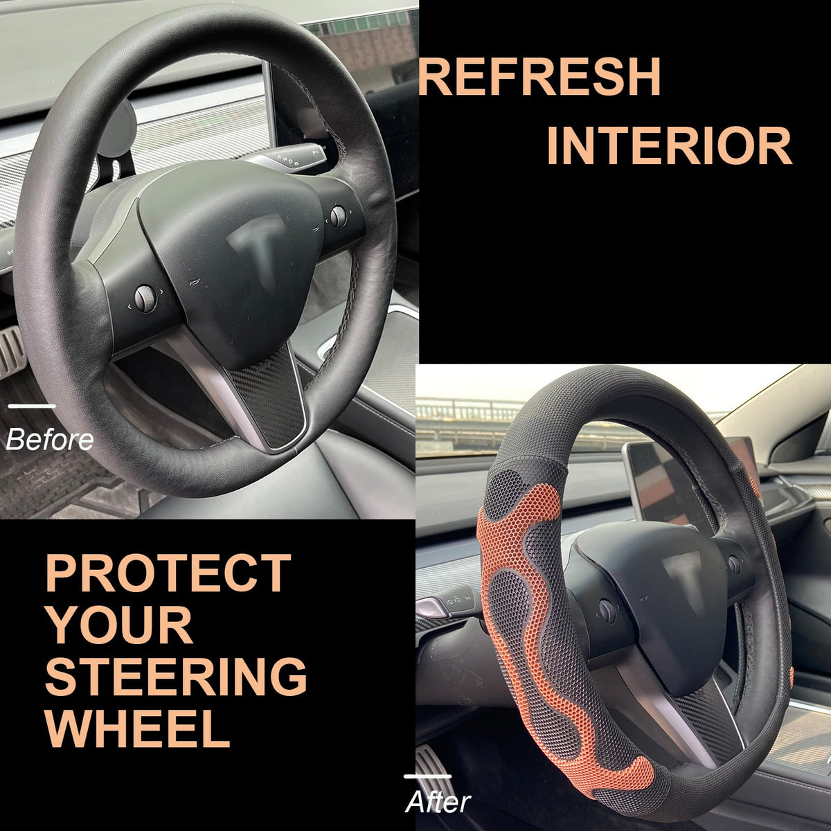 Comfy Grip Steering Wheel Cover for Tesla Model Y (C-Brown)