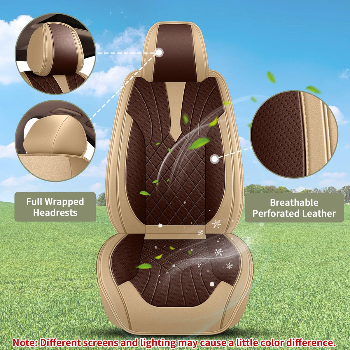 Leather Full Set for Toyota Camry Seat Covers 2002 (099 Beige&Brown / 8-Camry-5 seat covers full set)