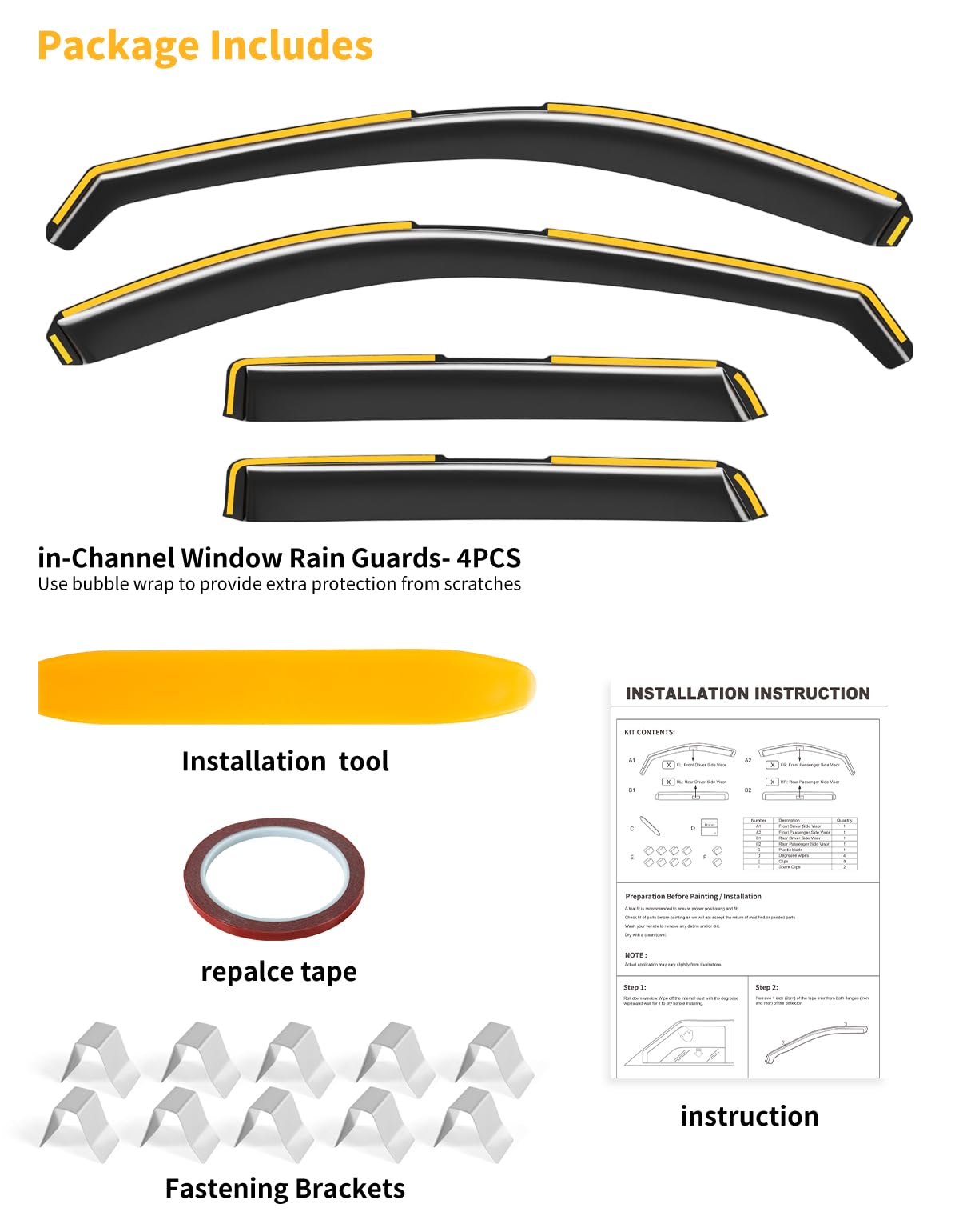 in Channel Window Visors Rain Guards for Mazda CX5 CX (Fit for 2017-2025 Mazda CX-5 CX5)