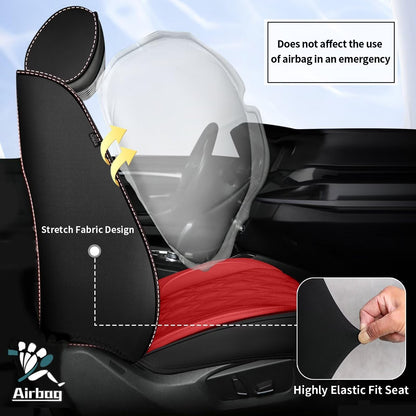 Full Set Waterproof Leather Seat Covers for Toyota Highlander 2007 (#067 Black&Red / 6.Highlander-5 Seat Covers Full Set)
