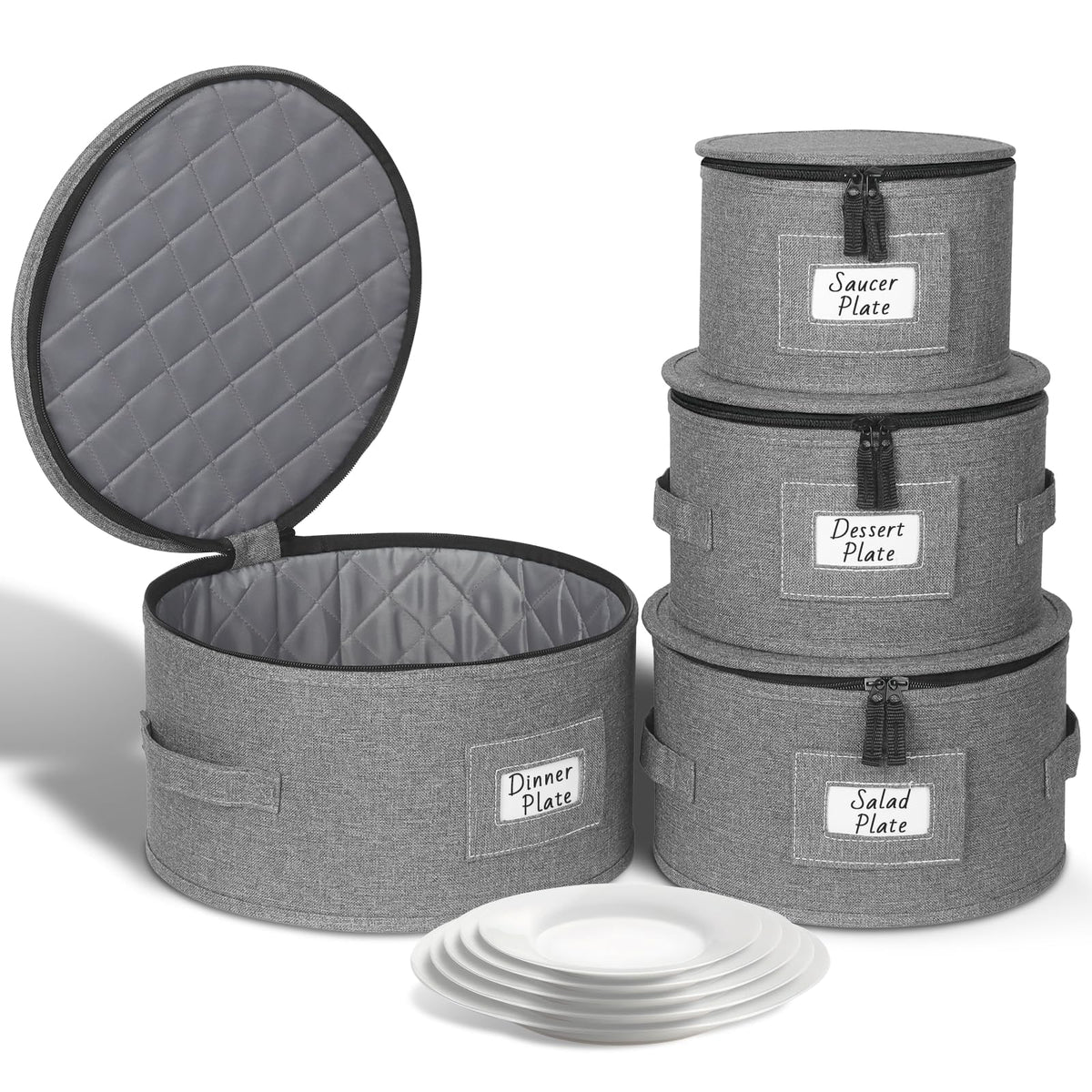 China Storage Container (Gray / Quilted Set for China Storage - 4 Pack)