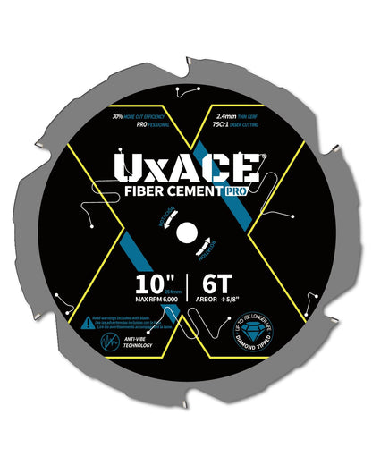 10-Inch 6-Tooth Circular Saw Blade with 5/8-Inch Arbor, Hardie Blade for Fiber Cement Cutting & Laminate Flooring, Polycrystalline Diamond Tipped(PCD) Saw Blade, Thin Kerf Design (10", 5/8‘’ Arbor, 6T)
