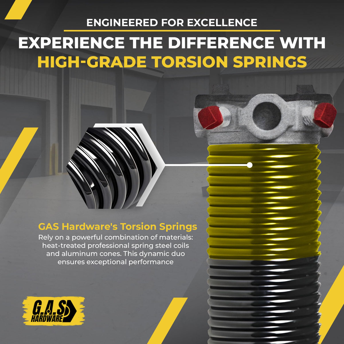 Garage Door Torsion Spring 250x2x26 Torsion Spring for Right Side of Garage Door with 1" Steel Bearing (250x2x26 / Black Cone (Right Side))