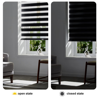 Cordless Zebra Blinds for Windows (33"w X 72"h / Black)