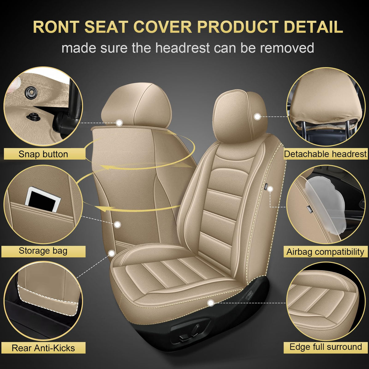 Car Seat Covers fit for Subaru Forester 2007 (#017 Beige / 4.For Subaru Forester-2 front seat covers only)