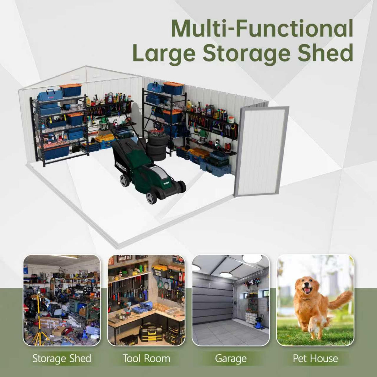 10x14 FT Outdoor Storage Shed (Gray / 10x14 FT)