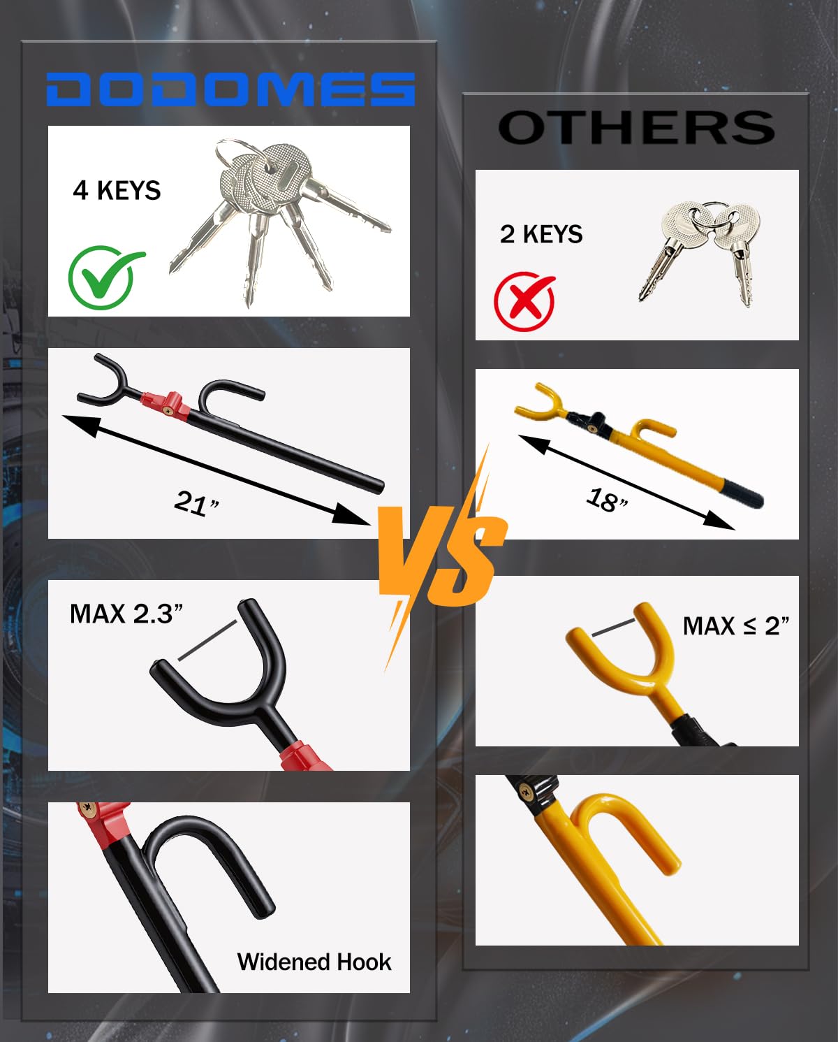 Steering Wheel Lock Anti (Two hooks / BlackRed)
