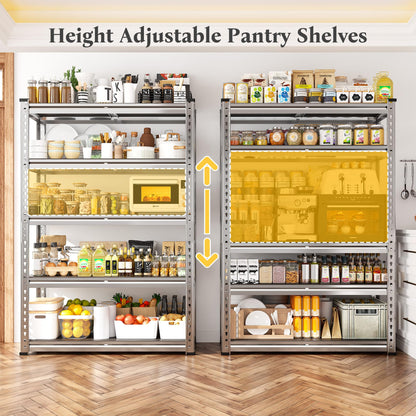 Galvanized Garage Shelving with PP Boards for Pantry Office Garage (28"W x 12"D x 60"H (Silver))