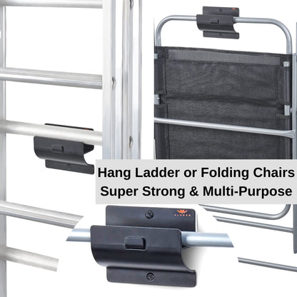 Ladder Hanger Set of 4 for Garage Wall (Black / Pack of 4 Hooks)