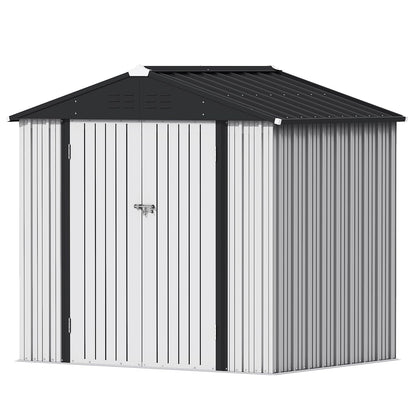 8x6 FT Outdoor Storage Shed (White / 8x6 FT)