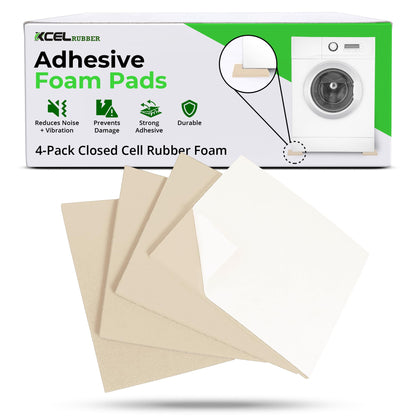Neoprene Foam AntiVibration Pads with Adhesive (Beige / 4-Pack 12" X 12" X 1/4")