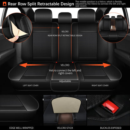 Seat Covers Fit for Mitsubishi Eclipse Cross 2018 (015-Black / 110.Eclipse Cross 2018-2026-5 seat covers full set)