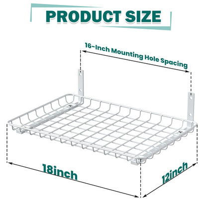 Garage Wall Shelves 12x18 Inch (White / 18X 12inch)
