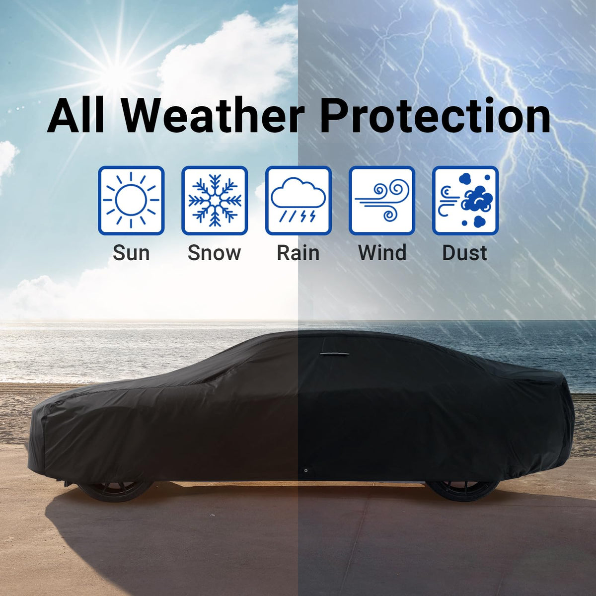 Car Cover Waterproof All Weather for 1971 (Black / Gray (Stripe) / 7. Bonneville 1971-1976)