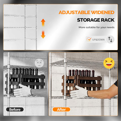 70" W Storage Shelves 1600LBS Heavy Duty Metal Shelving (Chrome / 69.8"W × 15.8"D × 71"H)