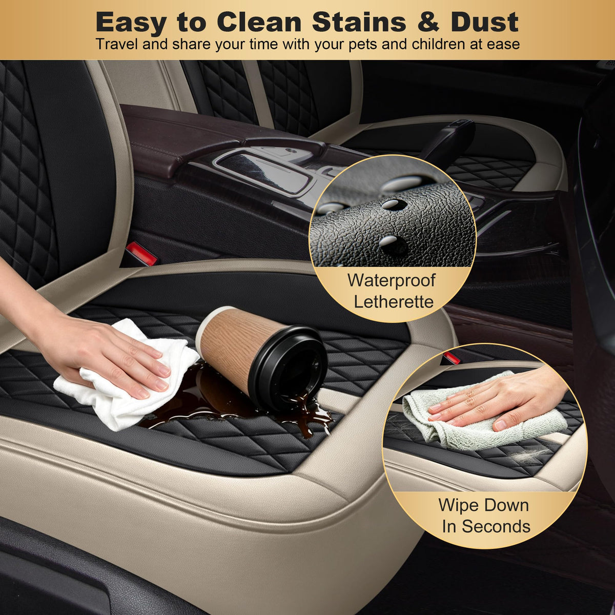 Car Seat Covers Fit for Acura RDX 2007 (#031 Black&Beige / 75.rdx-5 seat covers full set)