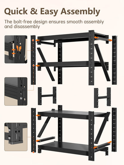 4 Tier Storage Shelves (Black / 48"W*24"D*79"H)