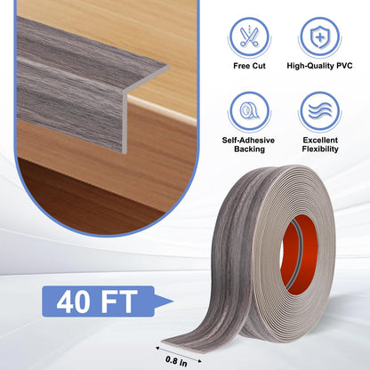 Wall Corner Protector Moulding Trim Peel and Stick (Brown Walnut Wood / 0.8 In x 40 Ft)
