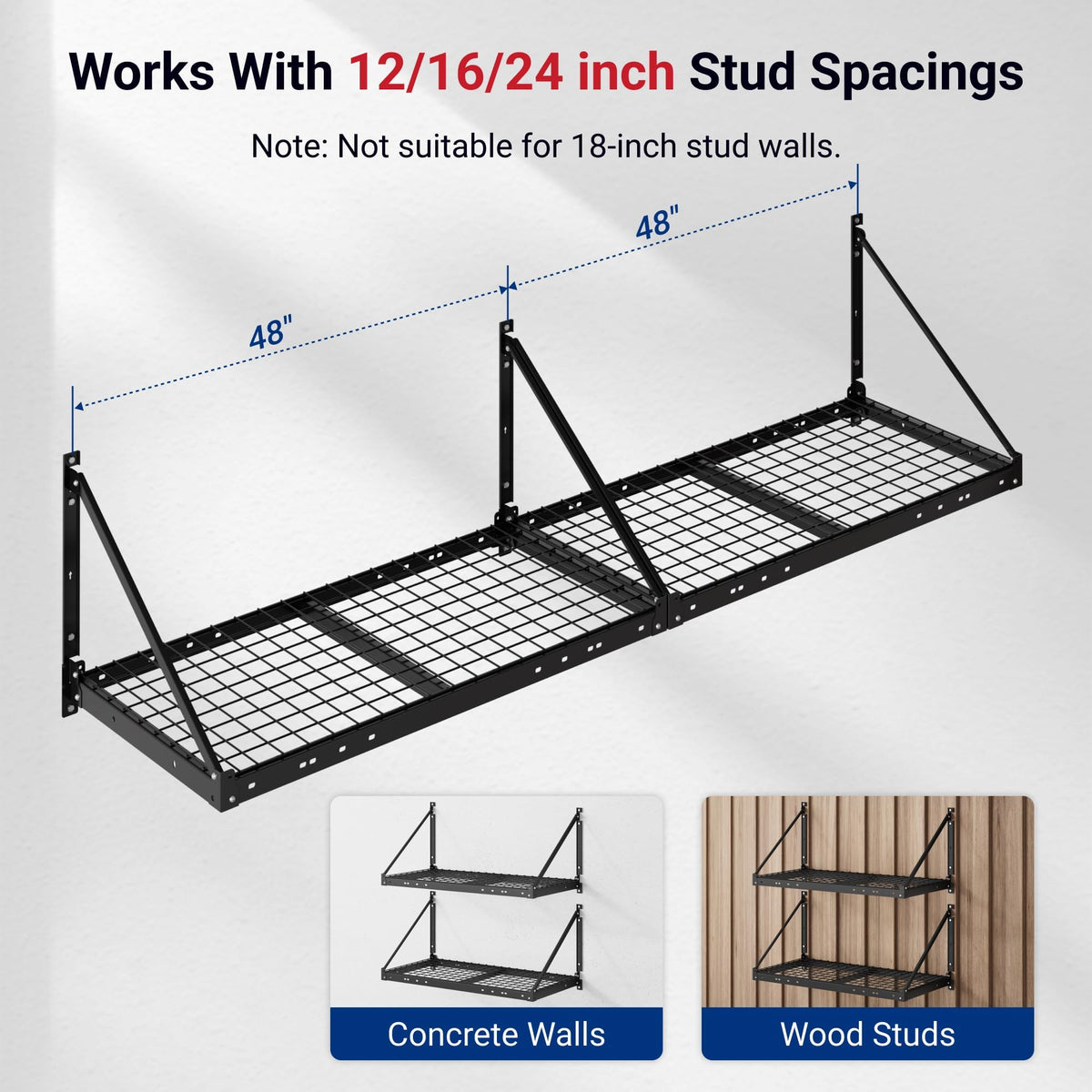 4 Pack 2x4 ft Wall Shelving Garage Storage Rack