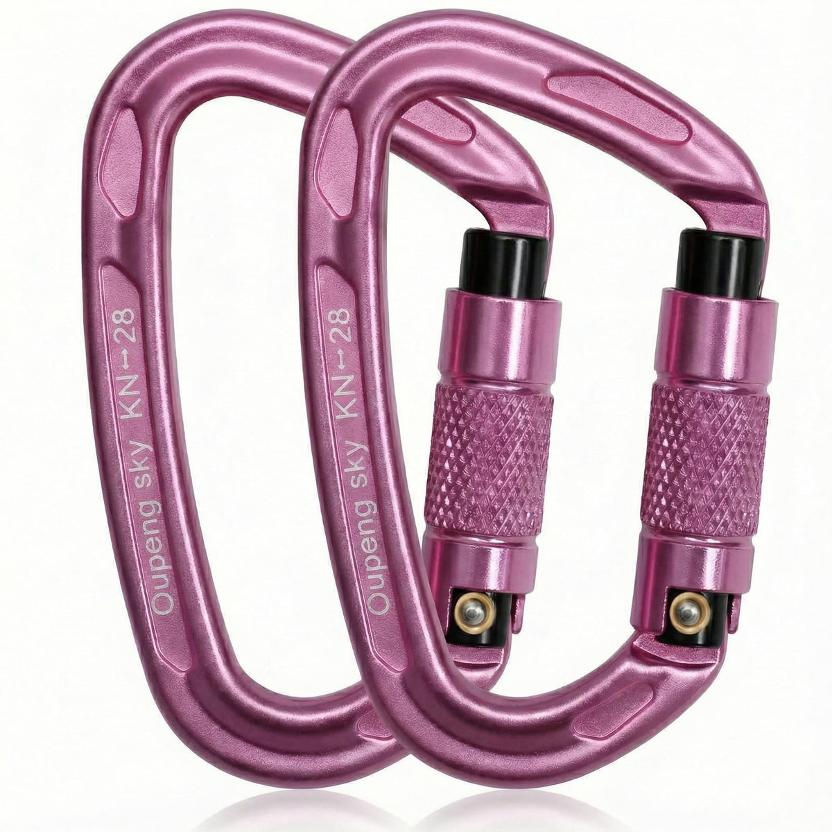 Auto Locking Carabiner Clips (2 Pink)