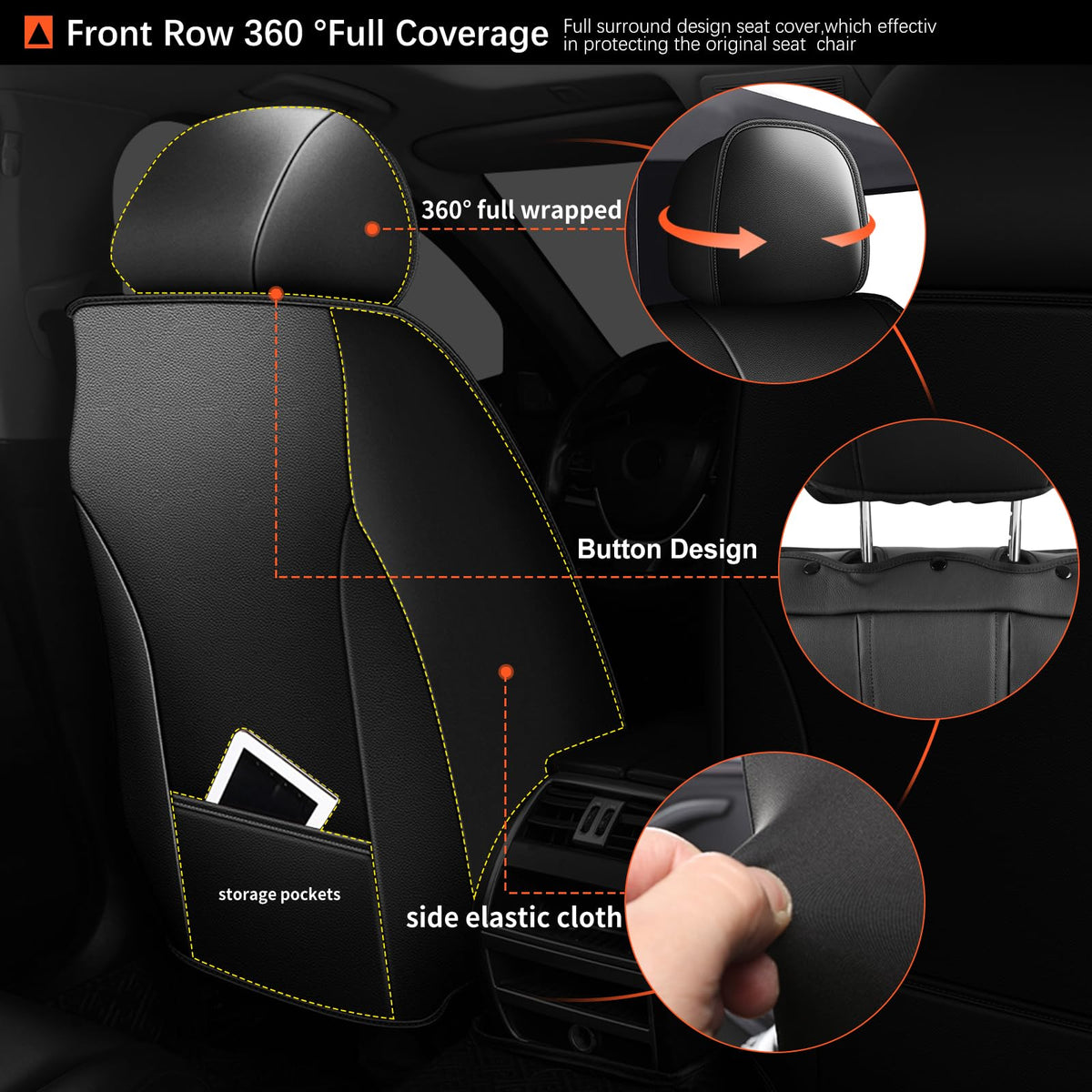 Front Seat Covers Fit for Acura ILX 2013 (015-Black / 144.ILX 2013-2019-2 front seat covers only)