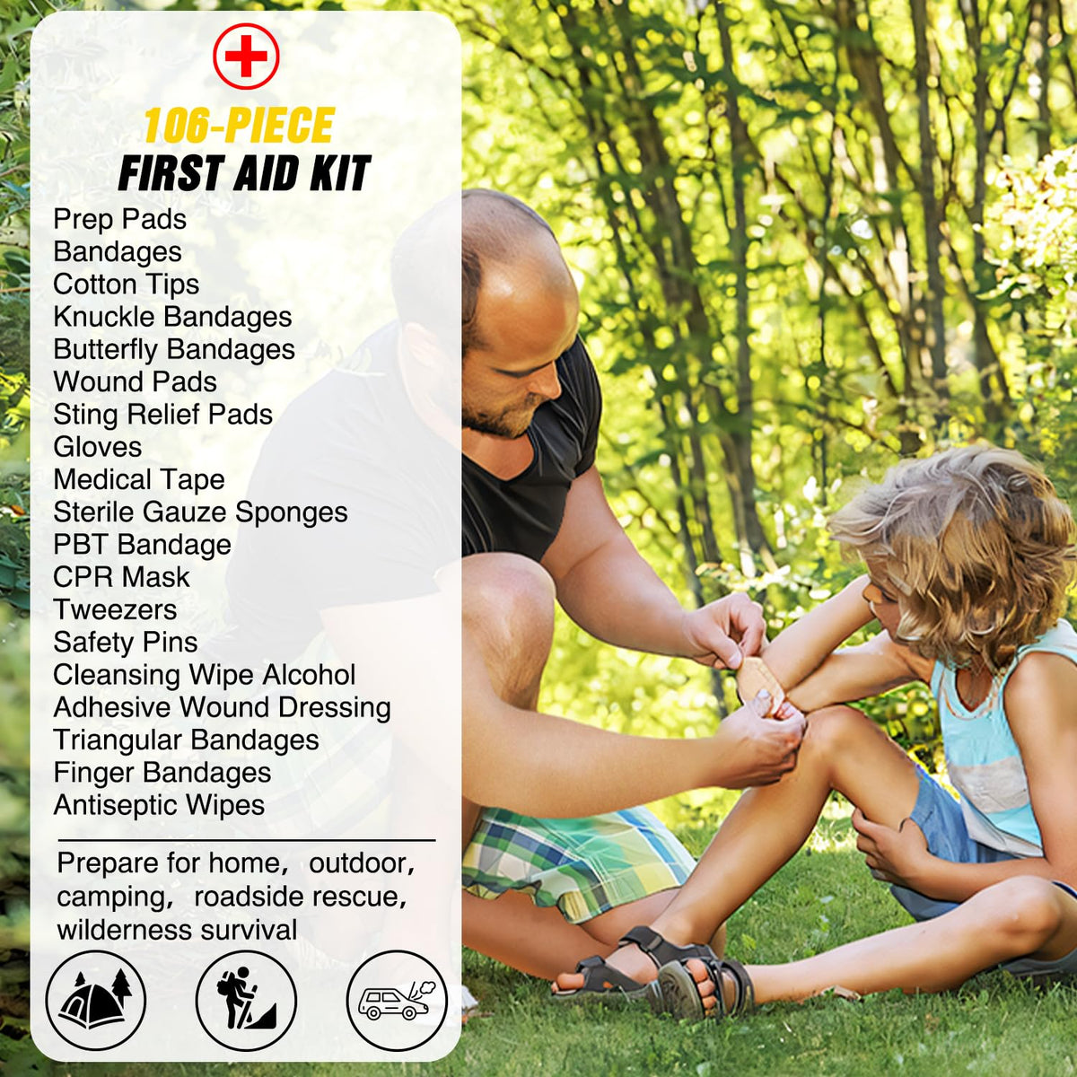 Car Roadside Emergency Kit with Jumper Cables Air Compressor (Essential Kit+Digital Air Compressor)