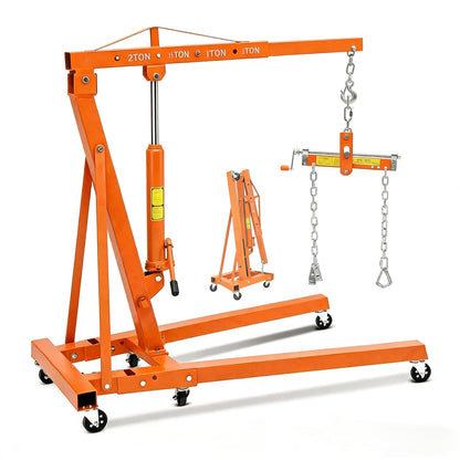 2 Ton Hydraulic Engine Hoist with Lever Stabilizer (2T & With Lever / Orange)