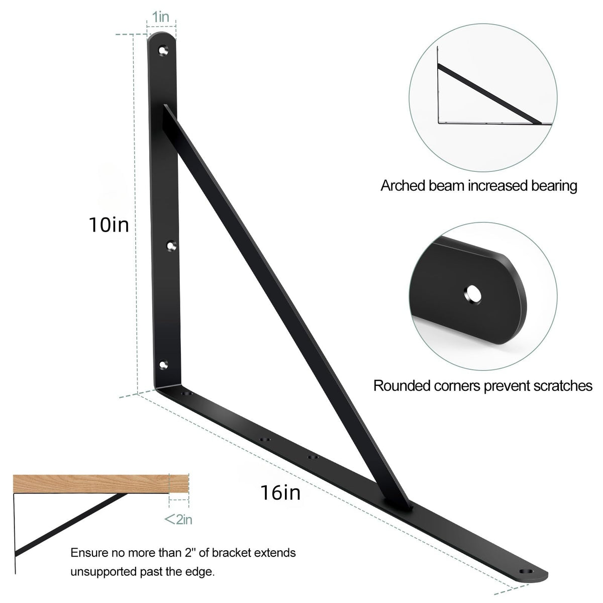 12 Pack L16 x H 10" Black Heavy Duty Shelf Brackets with Screws Metal Shelf Brackets Shelf Support Angle Brackets for Shelves L Brackets Heavy Duty Floating Shelf (12 Pack-Black / 16''x10'')