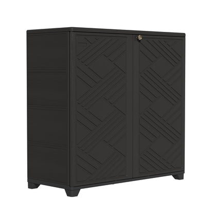 Indoor Outdoor Storage Cabinet Waterproof (Cabinet, Black)