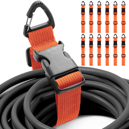 12 Pack Adjustable Extension Cord Holder Straps (Orange)