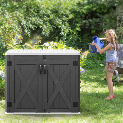 Outdoor Resin Storage Sheds with X (X-Shaped-4.3x3.4ft / Dark Gray)