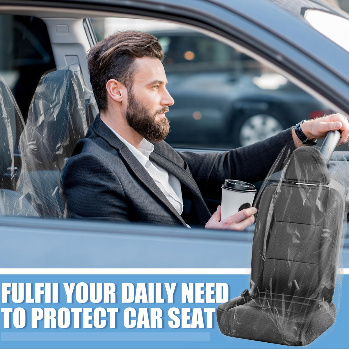 200 PCS Disposable Car Seat Covers Clear Plastic Vehicle Seat Protector (200 PCS)