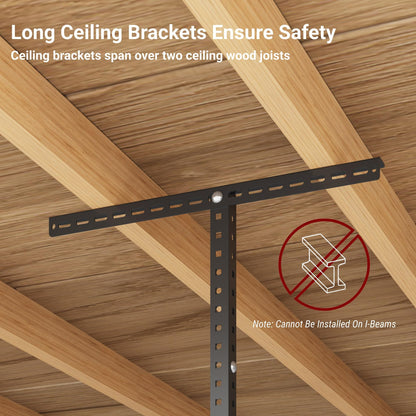 2x8ft Overhead Ceiling Garage Storage Rack (Black / 2x8ft)