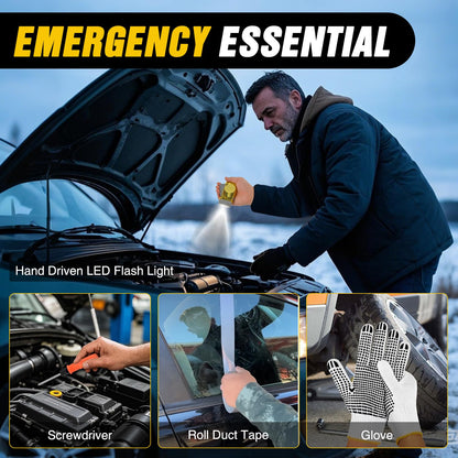 Car Roadside Emergency Kit with Jumper Cables (Essential Kit+Flash Light)