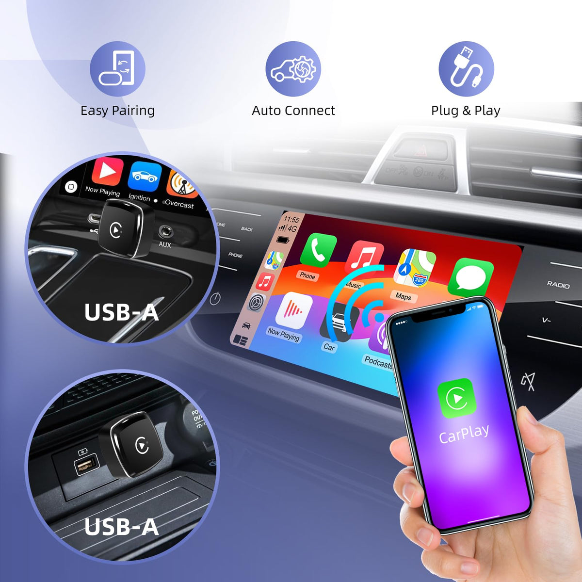 Wireless CarPlay Adapter for iPhone (RM-KPL083)