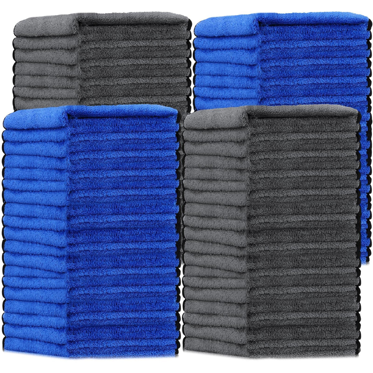 50 Pcs Microfiber Towels Bulk Car Drying Cloth (Blue,Gray)