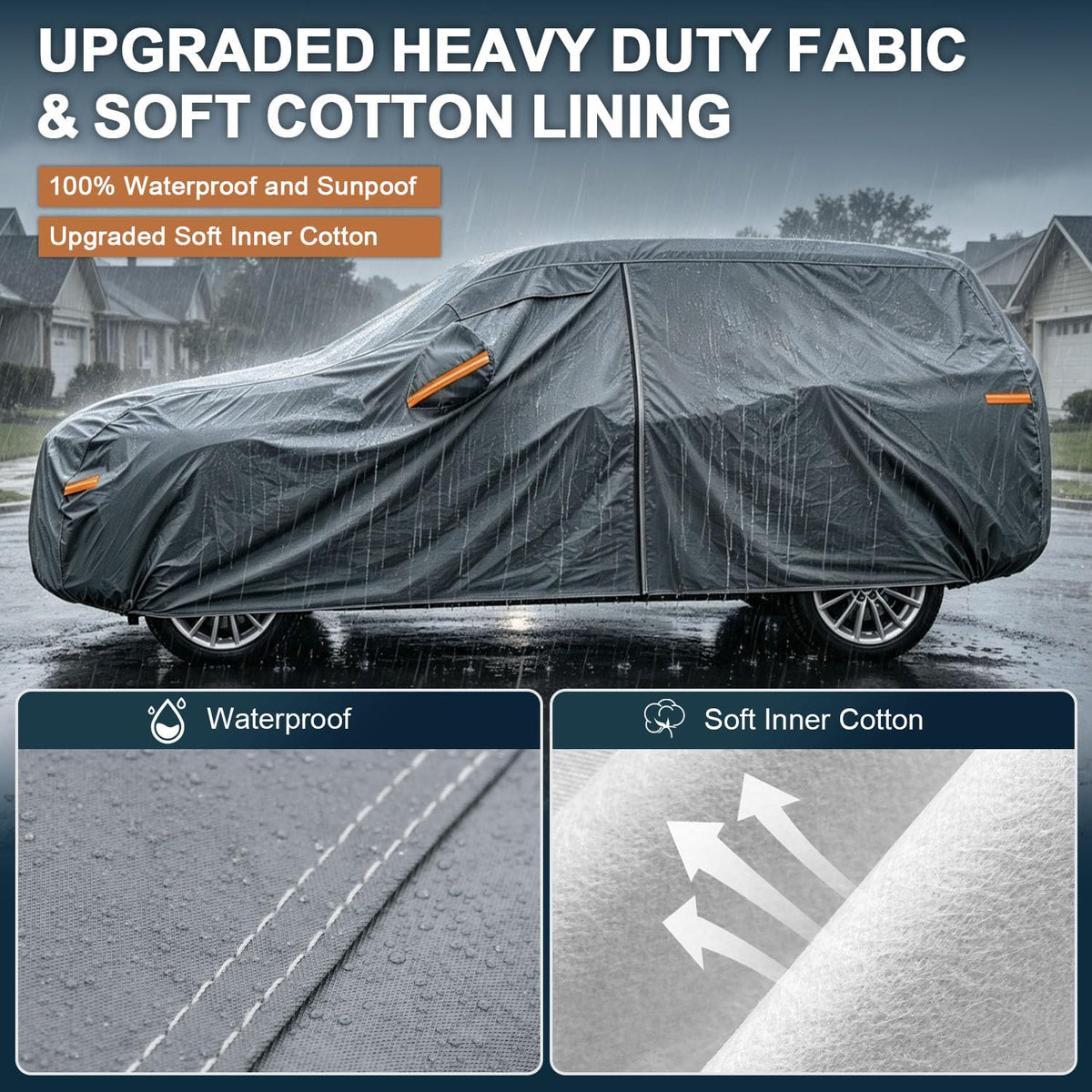 16 Layers SUV Car Cover Waterproof All Weather Heavy Duty (2 SUV Car Cover / 2 Fit SUV Jeep Length 184-190 inch)