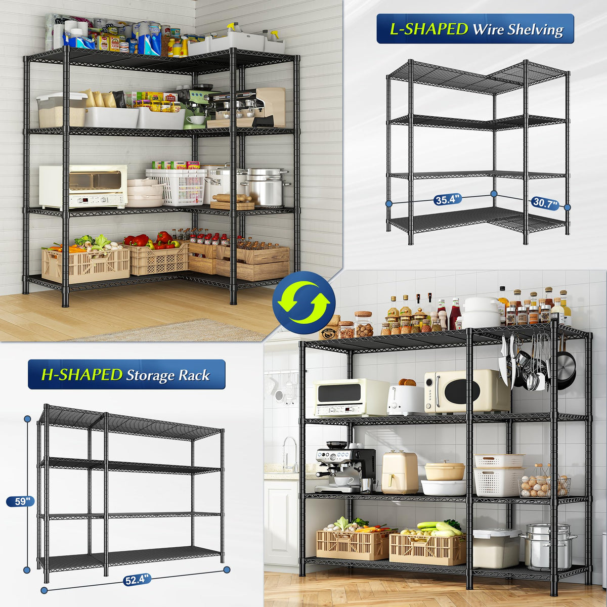 52.4" W Storage Shelves (13.78"D x 52.36"W x 59"H)