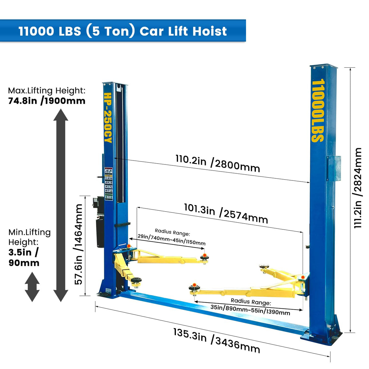 110V Two Post Car Lift 11 (Floor Plate-110V)