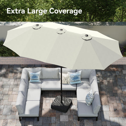 15ft Large Outdoor Patio Umbrella with Base Included (Ivory)
