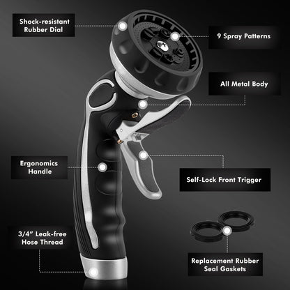 Hose Nozzle with Easy Self (Silver)