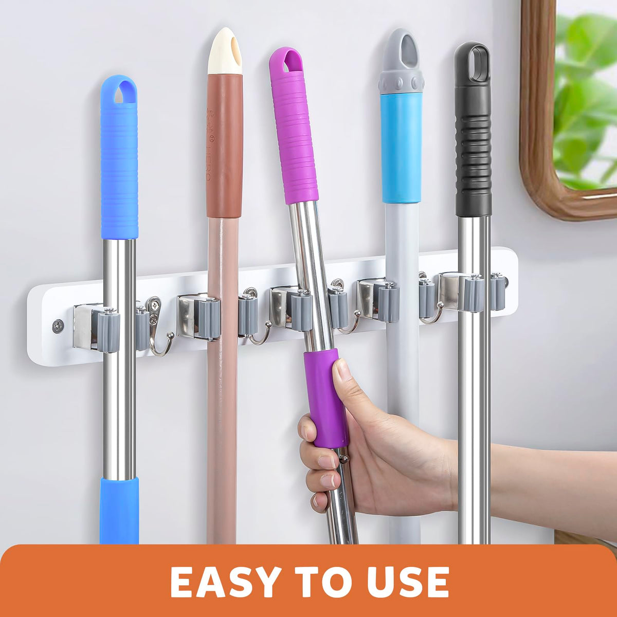 Broom Holder Wall Mount (White)